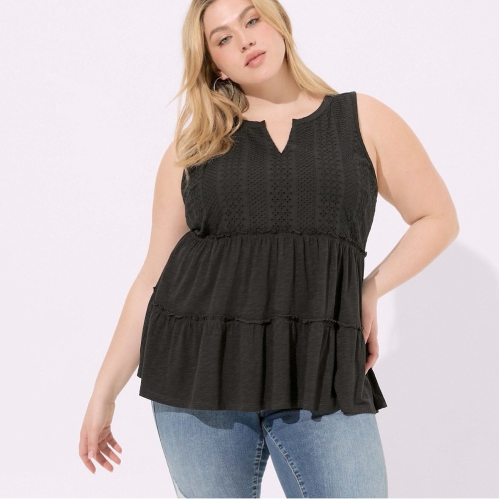 NWT TORRID STRETCH Lace Eyelet Babydoll Top 2 2X 18/20 
NWT